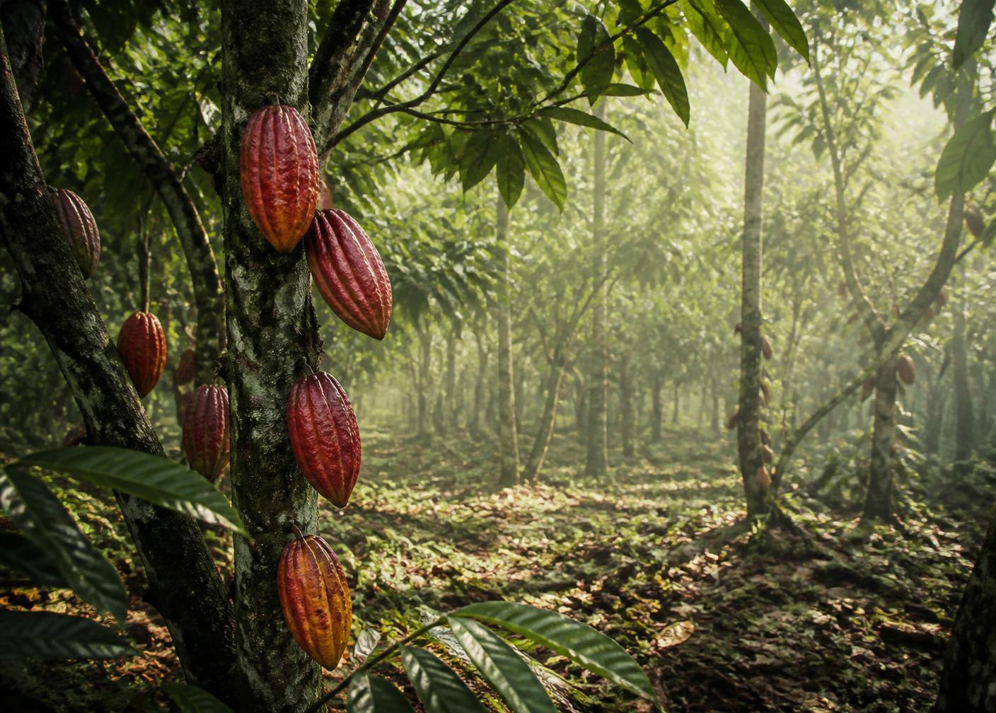 Cacaueiros em meio à mata na Bahia